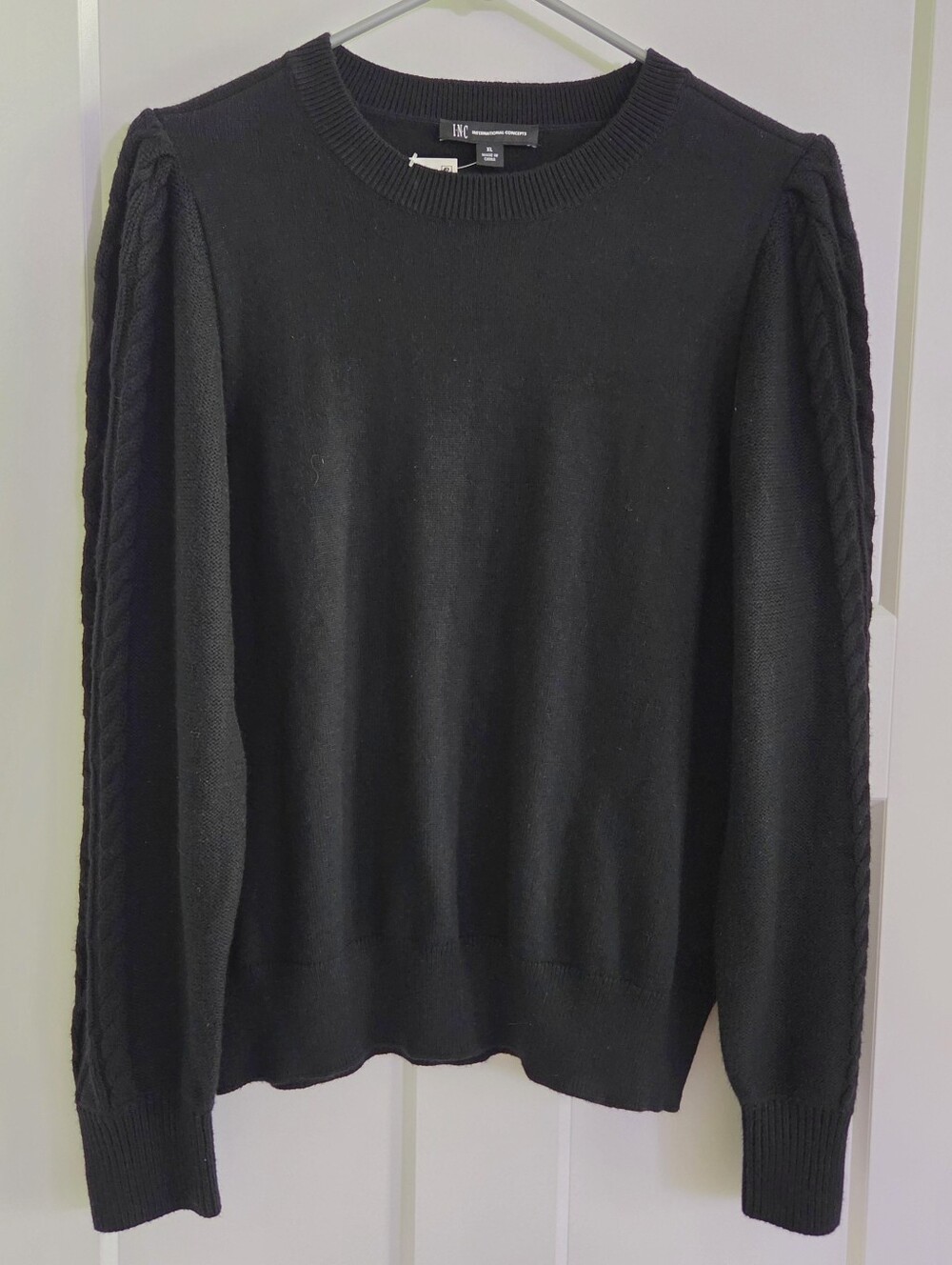 NWT Cottage Core Cable Trim Sweater (Black) - INC International Concepts